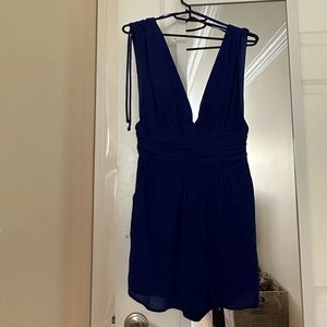 Royal blue romper deep v neck
